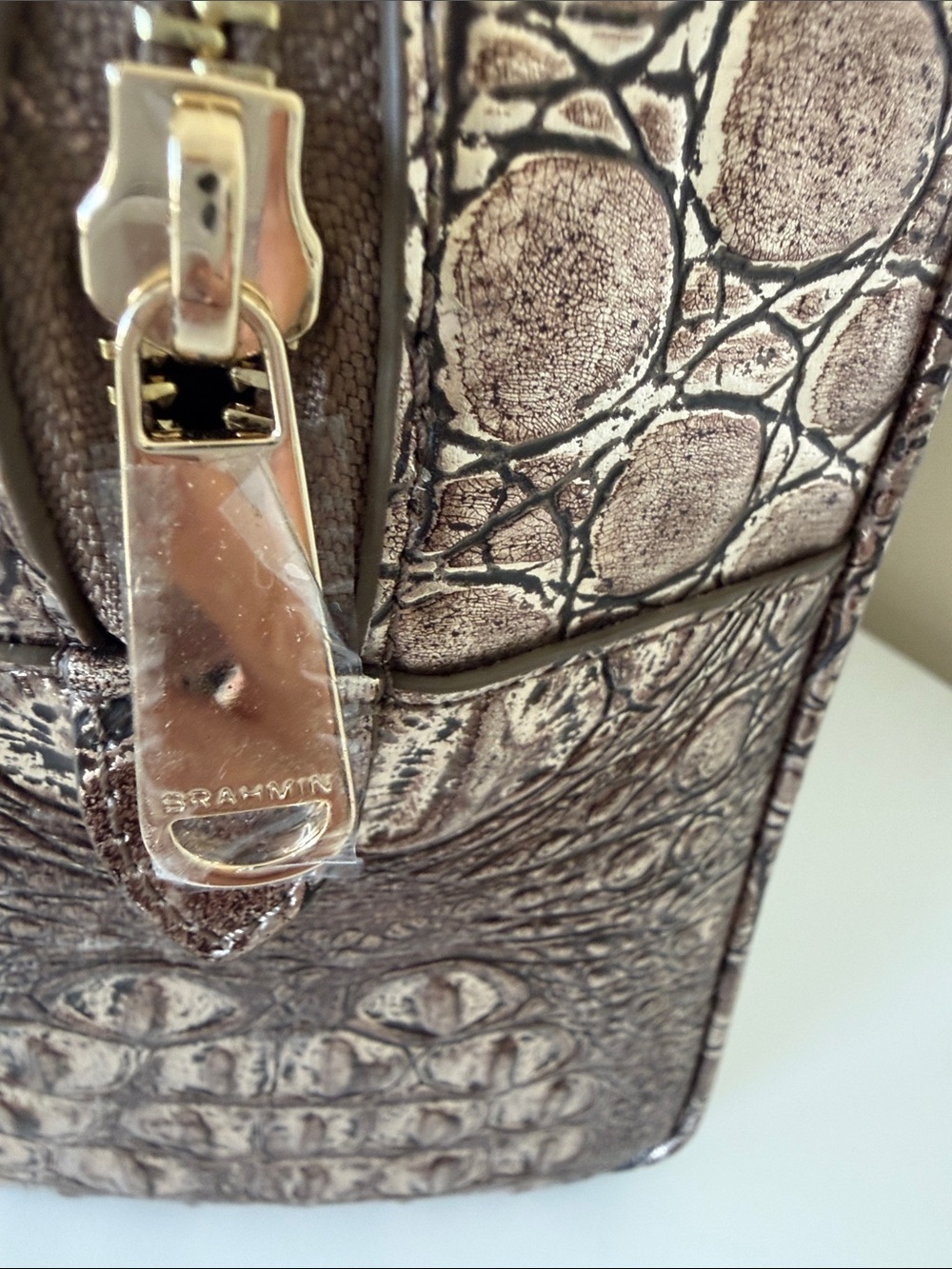 “New-ish” Brahmin Marissa Bronze Nebula Satchel with Matching Veronica Wallet. - Picture 7 of 10